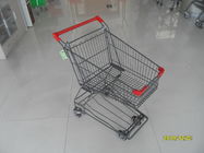 Supermarktboodschappenwagentje met 4 wielen met Basisnet 45L en Rode Handvatbar