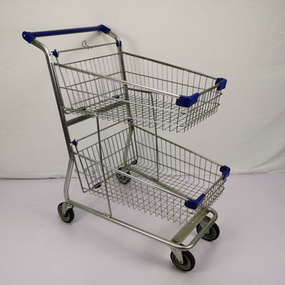 kopen Het dubbele Laag het Winkelen Boodschappenwagentje van de het Zinkpoeder Met een laag bedekte Supermarkt van het Mandkarretje online manufacture