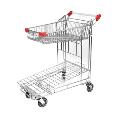 kopen Van het het Pakhuiskarretje van de zink de Dubbele Laag Op zwaar werk berekende Supermarkt Tally Trolley online manufacture